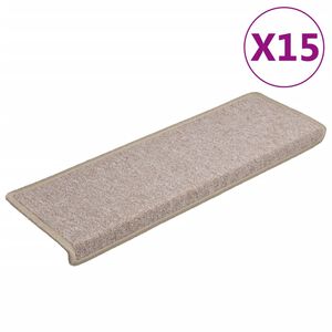 vidaXL Tapetes de escada 15 pe&ccedil;as 65x21x4 cm cinza-claro com borda retangular