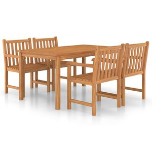 vidaXL Conjunto de jantar de jardim de 5 pe&ccedil;as 150x90 cm madeira de teca maci&ccedil;a