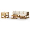 vidaXL 6 pcs conjunto lounge jardim c/ almofad&otilde;es ac&aacute;cia maci&ccedil;a creme