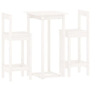 vidaXL 3 pcs conjunto de bar pinho maci&ccedil;o branco