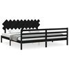 vidaXL Estrutura de cama com cabeceira 200x200 cm madeira maci&ccedil;a preto