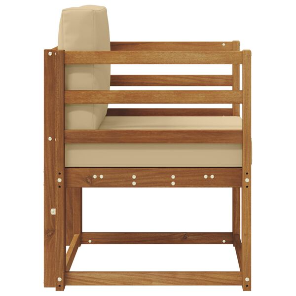 vidaXL Sof&aacute; exterior Madeira de Ac&aacute;cia maci&ccedil;a e Poli&eacute;ster Natural