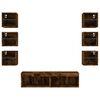 vidaXL 8pcs móveis parede p/ TV c/ LEDs deriv. madeira carvalho fumado
