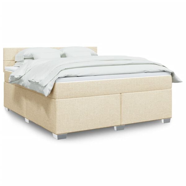 vidaXL Cama com molas/colch&atilde;o 180x200 cm tecido cor creme