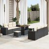 vidaXL Conjunto de Sof&aacute; de Jardim com almofada 9 pcs Preto e Creme