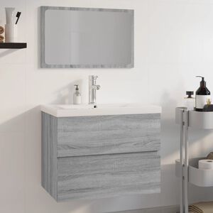 vidaXL Conjunto m&oacute;veis casa de banho derivados de madeira sonoma cinza