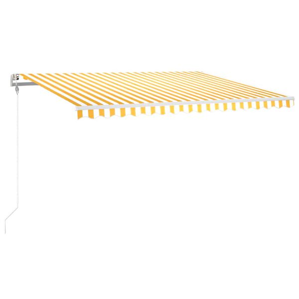 vidaXL Toldo autom. LED e sensor de vento 400x300 cm amarelo/branco