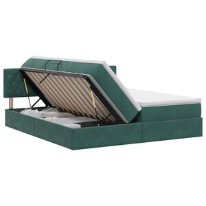 vidaXL Cama com Armazenamento com cabeceira 2 unid. Verde-Escuro