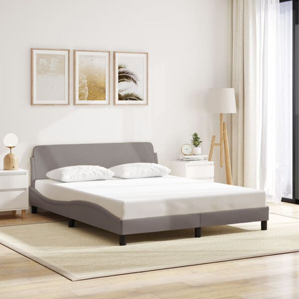 vidaXL Estrutura de cama Dover 160x200 cm tecido castanho-acinzentado