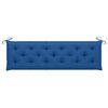 vidaXL Banco de jardim c/ almofad&atilde;o azul 175 cm teca maci&ccedil;a
