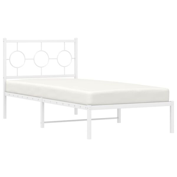 vidaXL Estrutura de cama com cabeceira 90x200 cm metal branco