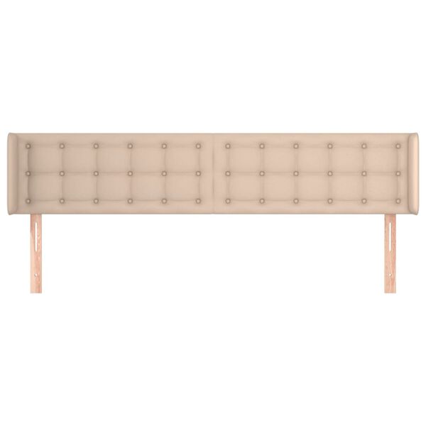 vidaXL Cabeceira cama abas couro artificial 203x16x78/88 cm cappuccino