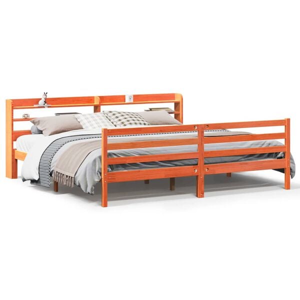 vidaXL Cama sem colch&atilde;o 200x200 cm pinho maci&ccedil;o castanho-mel