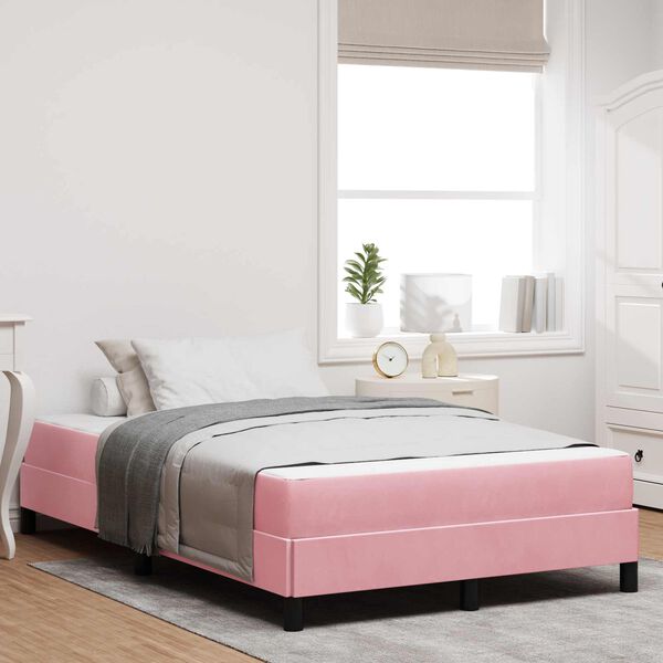 vidaXL Cama Box com colch&atilde;o Rosa 120 x 190 cm tecido