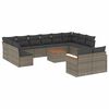 vidaXL 13 pcs conjunto sof&aacute;s p/ jardim c/ almofad&otilde;es vime PE cinzento