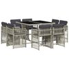 vidaXL 9 pcs conjunto de jantar p/ jardim c/ almofad&otilde;es cinzento claro