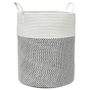 vidaXL Cesto de arruma&ccedil;&atilde;o &Oslash;38x46 cm algod&atilde;o cinzento e branco