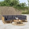 vidaXL 7pcs conj. lounge de jardim bambu c/ almofadões cinzento-escuro