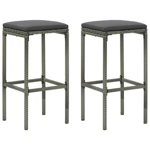 vidaXL Bancos de bar com almofad&otilde;es 2 pcs vime PE cinzento