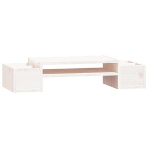 vidaXL Suporte para monitor 70x27,5x15 cm pinho maci&ccedil;o branco