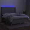 vidaXL Cama box spring c/ colch&atilde;o e LED 140x190 cm tecido cinza-claro