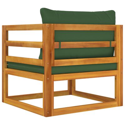 vidaXL Cadeira de jardim acácia maciça c/ almofadões verdes
