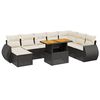 vidaXL 9 pcs conjunto de sof&aacute;s p/ jardim c/ almofad&otilde;es vime PE preto