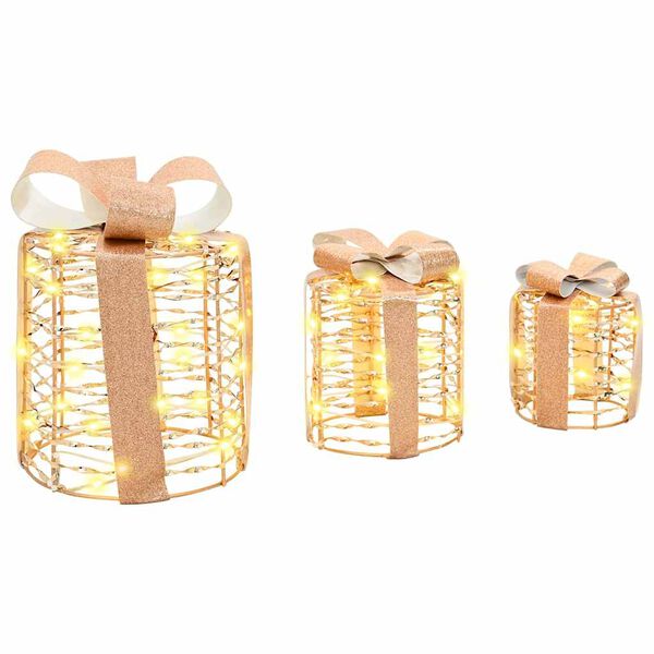 vidaXL Decora&ccedil;&atilde;o de Caixa de Presente 3 pcs 20 x 20 x 20 cm PET