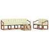 vidaXL Conjunto de Sof&aacute;s para Exterior 7 pcs Natural e Creme