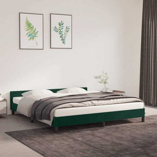 vidaXL Estrutura de cama sem colch&atilde;o 180x200 cm veludo verde-escuro