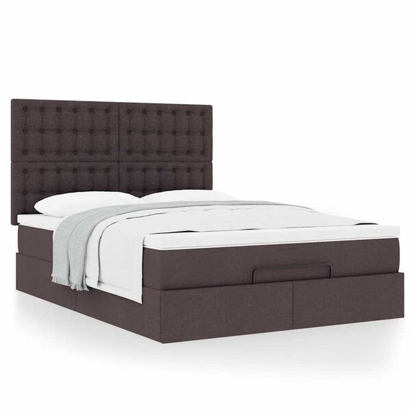 vidaXL Estrutura cama otomana colch&atilde;o 140x190cm tecido castanho escuro
