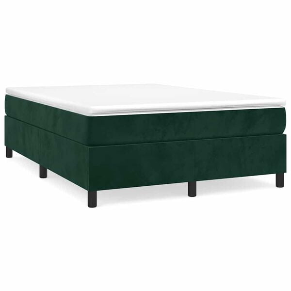 vidaXL Estrutura de cama com molas 140x190 cm veludo verde-escuro