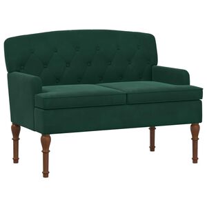 vidaXL Sof&aacute; de dois lugares com bot&atilde;o acolchoado Verde-Escuro Veludo