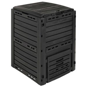 vidaXL Compostor de jardim Preto 59,5 x 60 x 81,5 cm 280 l 100% PP