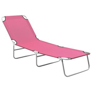 vidaXL Espregui&ccedil;adeira dobr&aacute;vel a&ccedil;o e tecido rosa