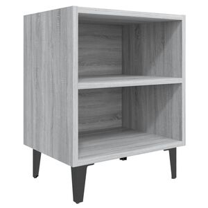vidaXL Mesa de cabeceira c/ pernas em metal 40x30x50 cm sonoma cinza