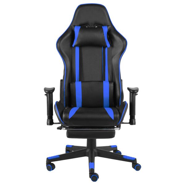 vidaXL Cadeira de gaming girat&oacute;ria com apoio de p&eacute;s PVC azul