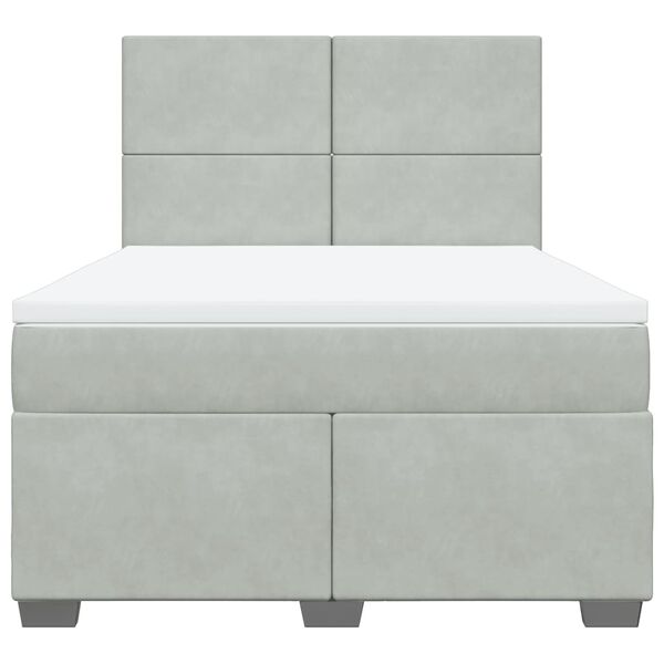vidaXL Cama com molas/colch&atilde;o 160x200 cm veludo cinzento-claro