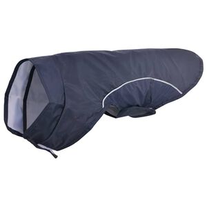 vidaXL Capa de chuva para c&atilde;es com tiras reflectoras azul-marinho XXS