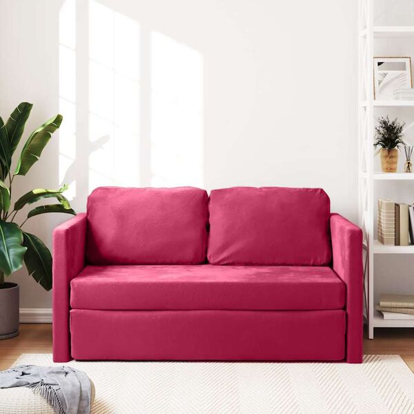 vidaXL Sof&aacute;-cama sem p&eacute;s 122x204x55 cm veludo vermelho tinto