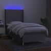 vidaXL Cama box spring c/ colch&atilde;o e LED 90x200 cm tecido cinza-claro
