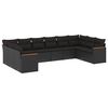 vidaXL 10 pcs conjunto sof&aacute;s de jardim c/ almofad&otilde;es vime PE preto