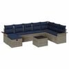 vidaXL Conjunto de Sof&aacute; de Jardim 9 unid. Cinza e Azul Marinho vime PE