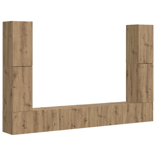 vidaXL Conjunto de m&oacute;vel de TV 8 pcs Carvalho Artesanal