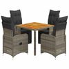 vidaXL 5 pcs conjunto bistr&ocirc; de jardim c/ almofad&otilde;es vime PE cinza