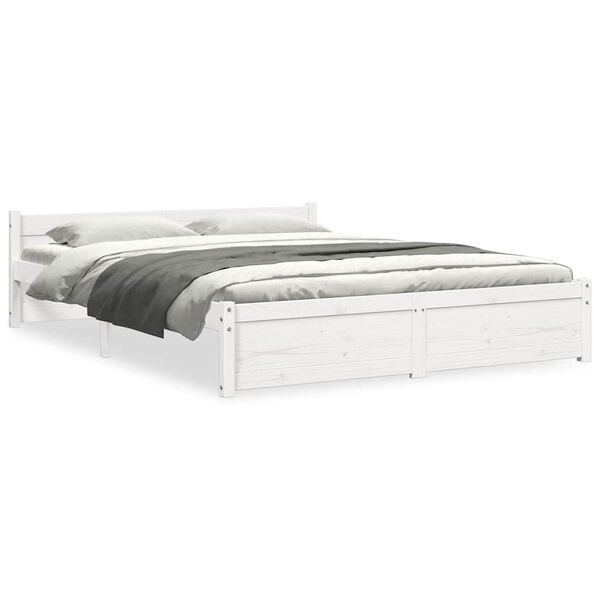 vidaXL Estrutura de cama 140x200 cm madeira maci&ccedil;a branco