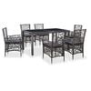 vidaXL 7 pcs conjunto de jantar para exterior vime PE cinzento