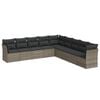vidaXL 9 pcs conjunto sof&aacute;s p/ jardim com almofad&otilde;es vime PE cinzento