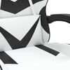 vidaXL Cadeira gaming girat&oacute;ria couro artificial branco e preto