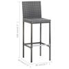 vidaXL 7 pcs conjunto bar exterior com almofadões vime PE cinzento